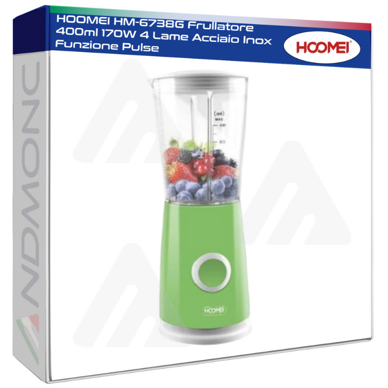 HOOMEI HM-6738G Frullatore 400ml 170W 4 Lame...