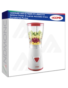 HOOMEI HM-6732R Frullatore 500ml 170W 4 Lame Acciaio Inox...