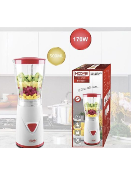 HOOMEI HM-6732R Frullatore 500ml 170W 4 Lame Acciaio Inox Funzione Pulse