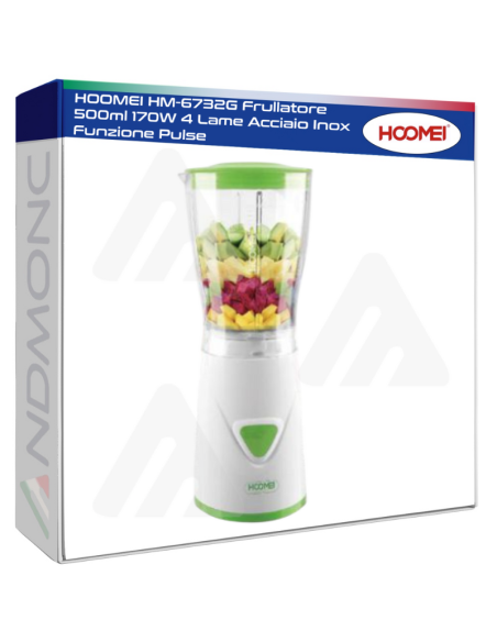 HOOMEI HM-6732G Frullatore 500ml 170W 4 Lame Acciaio Inox Funzione Pulse