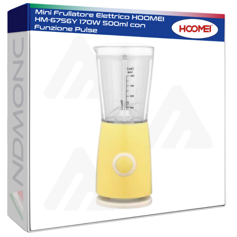 Mini Frullatore Elettrico HOOMEI HM-6756Y 170W 500ml con Funzione Pulse