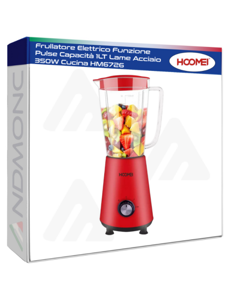 Frullatore Elettrico Funzione Pulse Capacità 1LT Lame Acciaio 350W Cucina HM6726