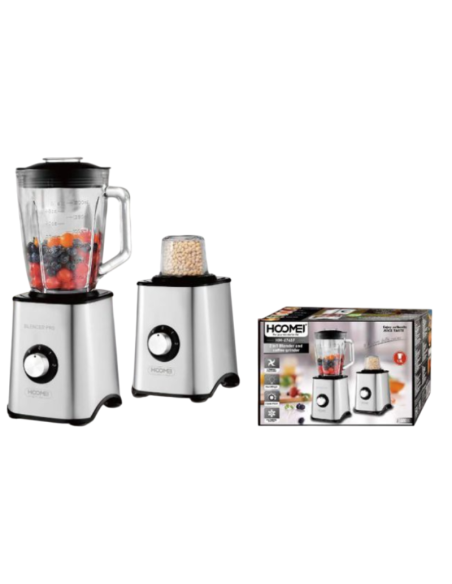 HOOMEI HM-6745F Frullatore 2in1 1.5L 600W 4 Lame Acciaio Inox Tritaghiaccio