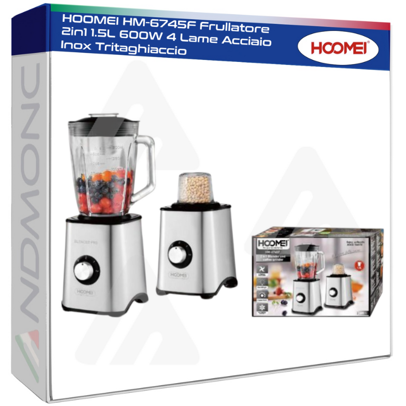 HOOMEI HM-6745F Frullatore 2in1 1.5L 600W 4...