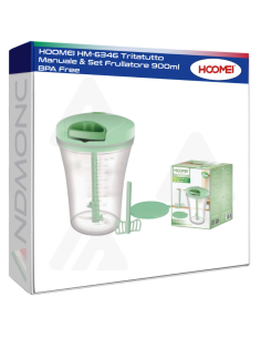HOOMEI HM-6346 Tritatutto Manuale & Set Frullatore 900ml...
