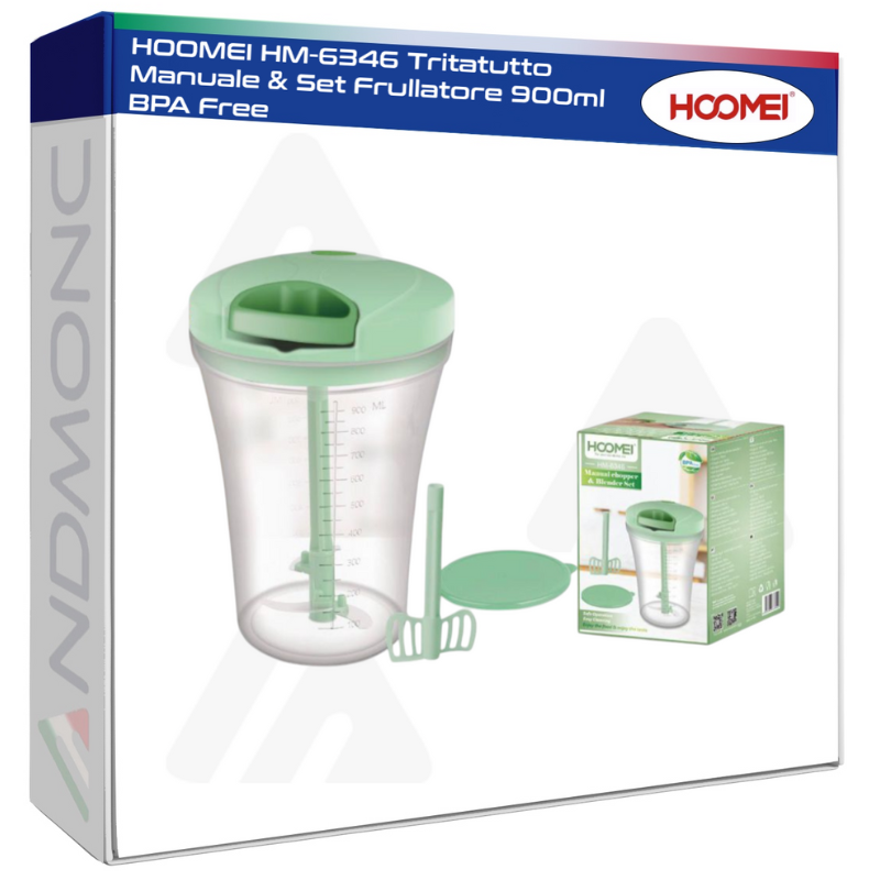 HOOMEI HM-6346 Tritatutto Manuale & Set Frullatore 900ml BPA Free