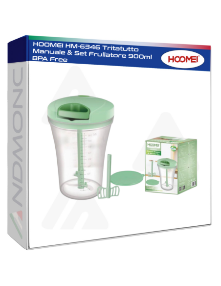 HOOMEI HM-6346 Tritatutto Manuale & Set Frullatore 900ml BPA Free