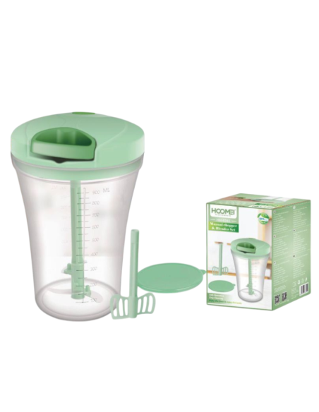 HOOMEI HM-6346 Tritatutto Manuale & Set Frullatore 900ml BPA Free