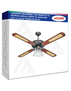 HOOMEI HM-8580 Ventilatore a Soffitto 125cm 65W 3...