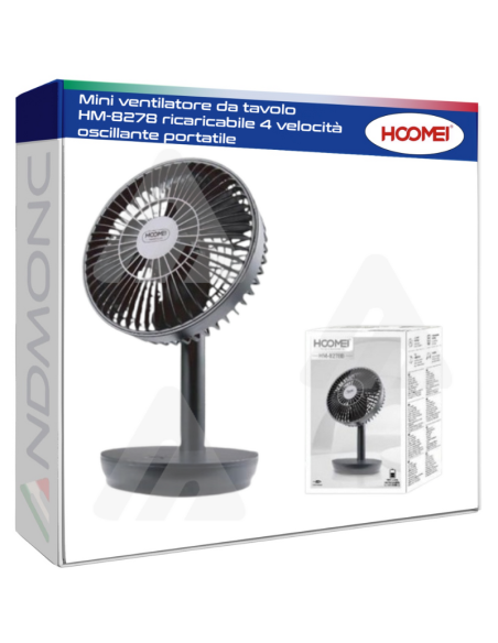 Mini ventilatore da tavolo HM-8278 ricaricabile 4 velocità oscillante portatile