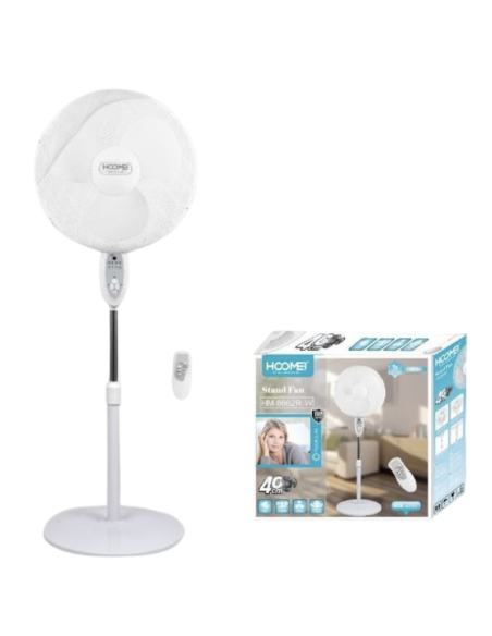 Ventilatore a Piantana, 50W, altezza regolabile max 125cm, 3 velocità, HM-8662R-W