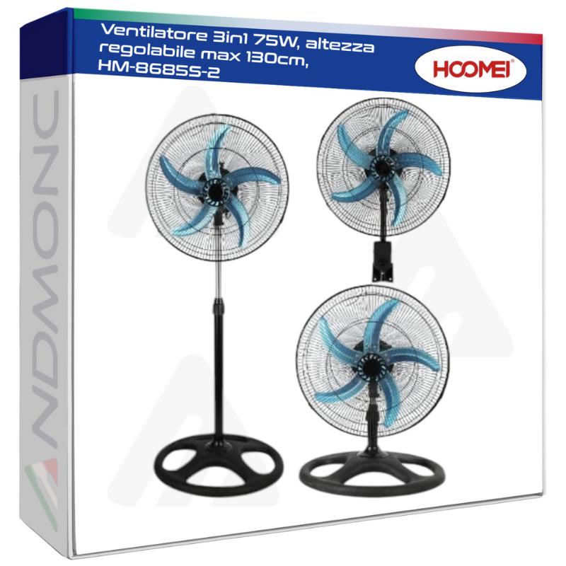 Ventilatore 3in1 75W, altezza regolabile max 130cm, HM-8685S-2
