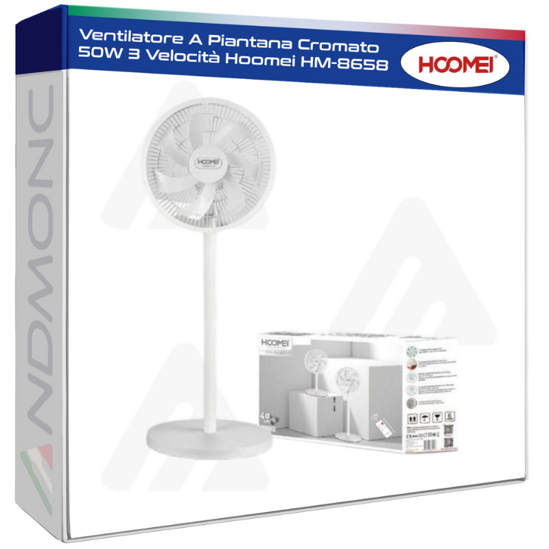 Ventilatore A Piantana Cromato 50W 3 Velocità...