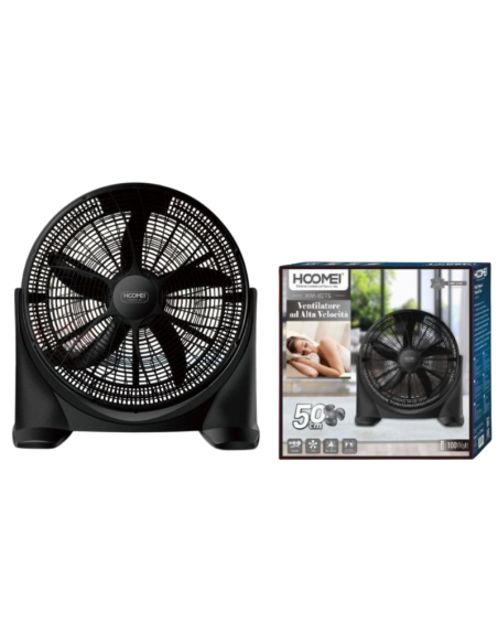HOOMEI HM-8276 Ventilatore da Pavimento Alta Velocità 50cm 100W Regolabile 180°