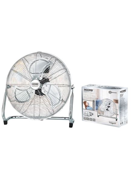 Ventilatore In Acciaio Da Terra Cromato 45cm 100W 3 Pale HM-8280