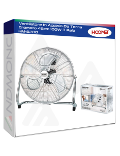 Ventilatore In Acciaio Da Terra Cromato 45cm 100W 3 Pale...