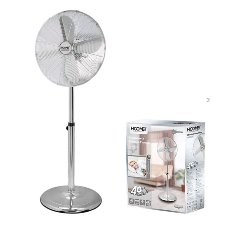 Ventilatore A Piantana Cromato 50W 3 Velocità...