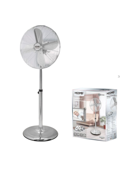 Ventilatore A Piantana Cromato 50W 3 Velocità Hoomei Hm-8688