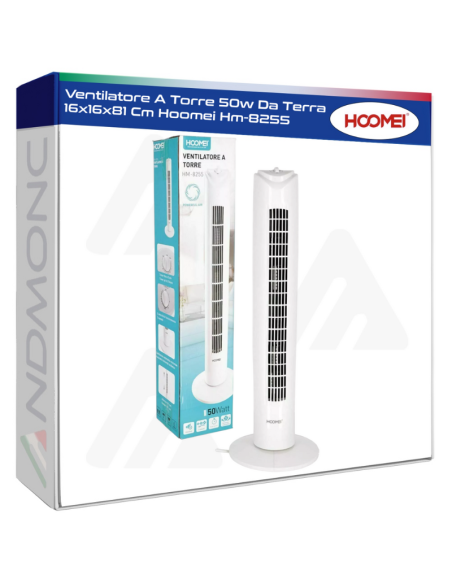 Ventilatore A Torre 50w Da Terra 16x16x81 Cm Hoomei Hm-8255