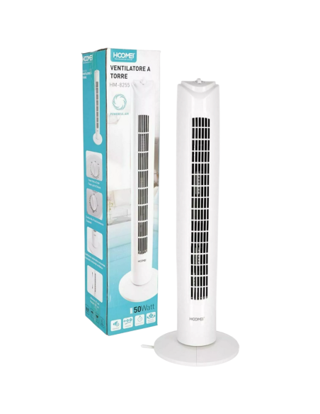 Ventilatore A Torre 50w Da Terra 16x16x81 Cm Hoomei Hm-8255