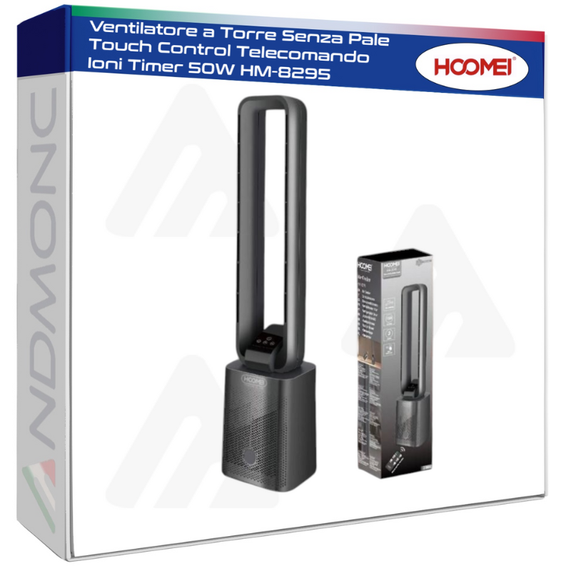 Ventilatore a Torre Senza Pale Touch Control Telecomando Ioni Timer 50W HM-8295