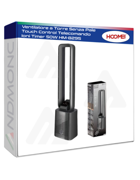 Ventilatore a Torre Senza Pale Touch Control Telecomando Ioni Timer 50W HM-8295