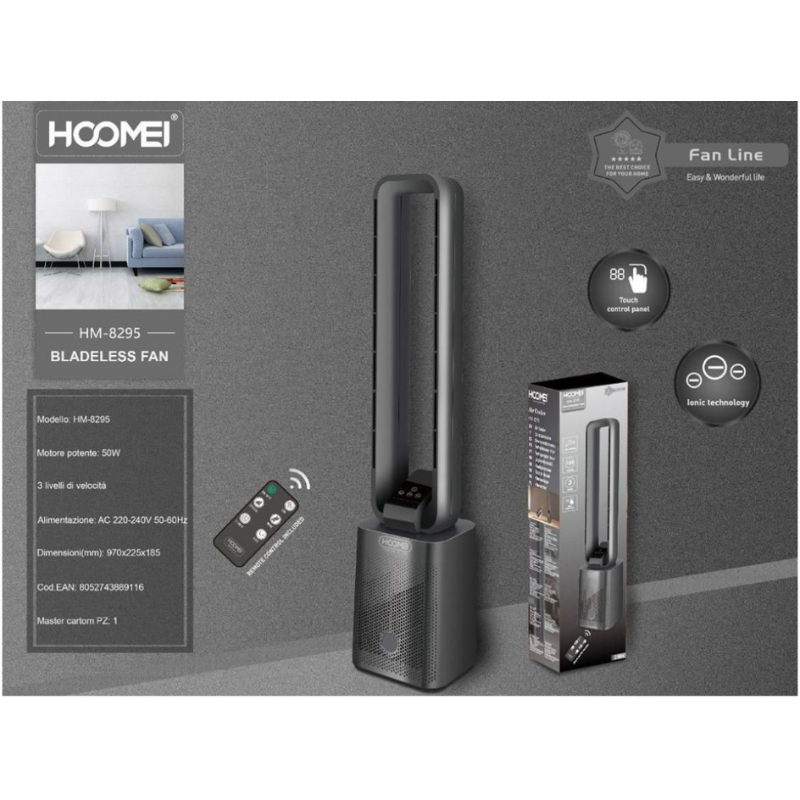 Ventilatore a Torre Senza Pale Touch Control...