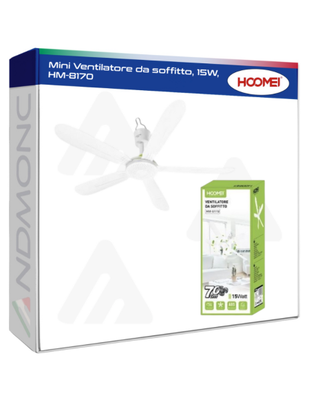 Mini Ventilatore da soffitto, 15W, HM-8170