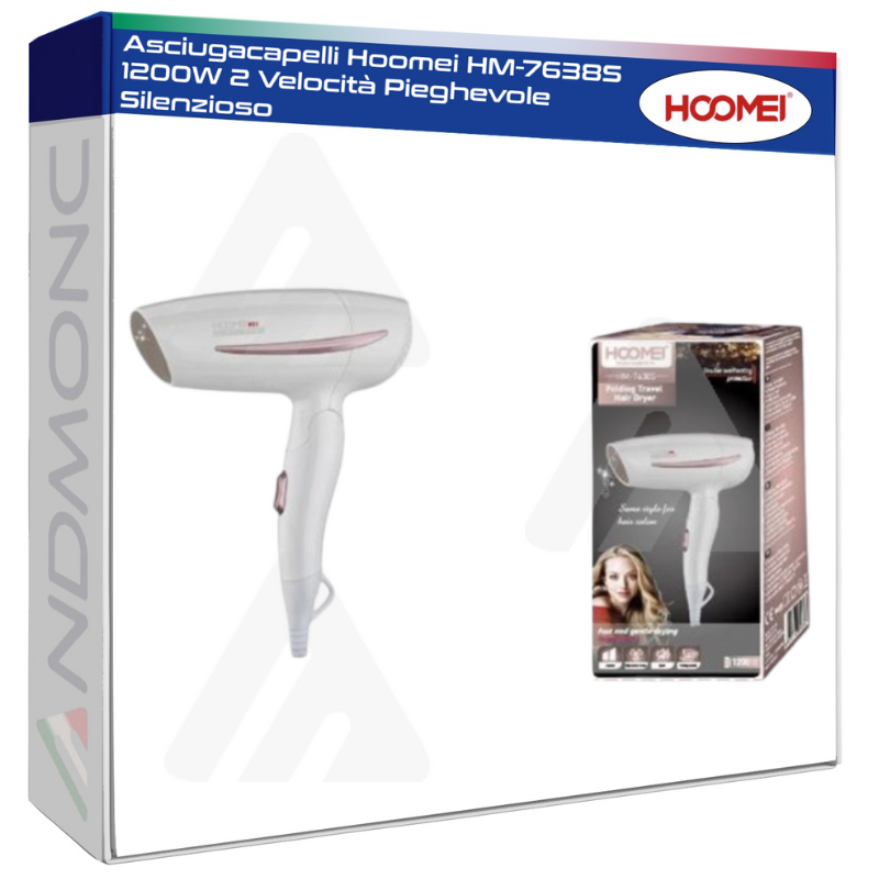 Asciugacapelli Hoomei HM-7638S 1200W 2 Velocità...
