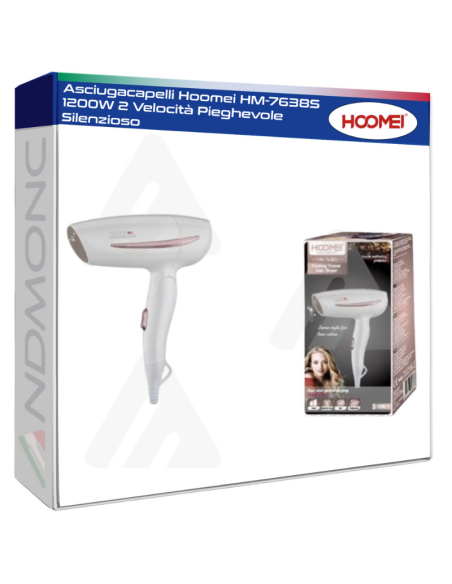 Asciugacapelli Hoomei HM-7638S 1200W 2 Velocità Pieghevole Silenzioso