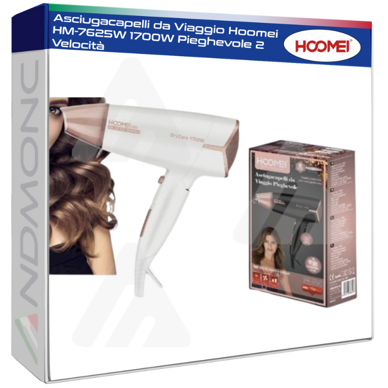 Asciugacapelli da Viaggio Hoomei HM-7625W 1700W...