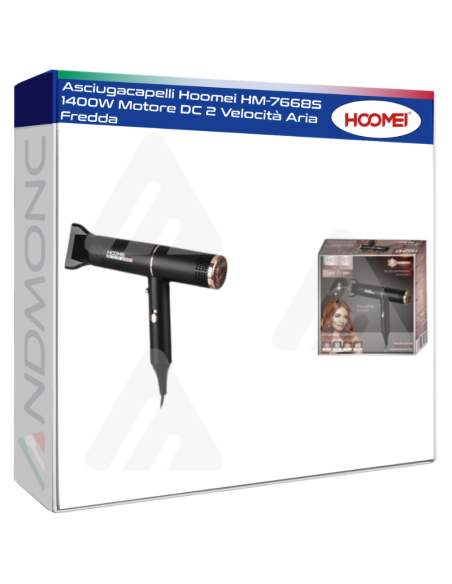 Asciugacapelli Hoomei HM-7668S 1400W Motore DC 2 Velocità Aria Fredda
