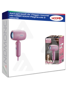 Asciugacapelli da Viaggio Hoomei HM-7038R 600W Pieghevole...