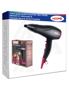 Asciugacapelli Hoomei HM-7645 1800W 2 Velocità 3...