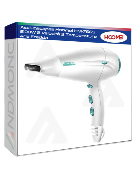 Asciugacapelli Hoomei HM-7665 2100W 2 Velocità 3 Temperature Aria Fredda