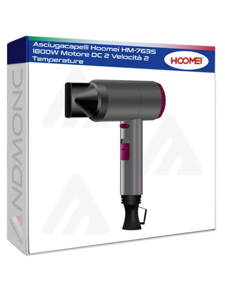 Asciugacapelli Hoomei HM-7635 1800W Motore DC 2 Velocità 2 Temperature