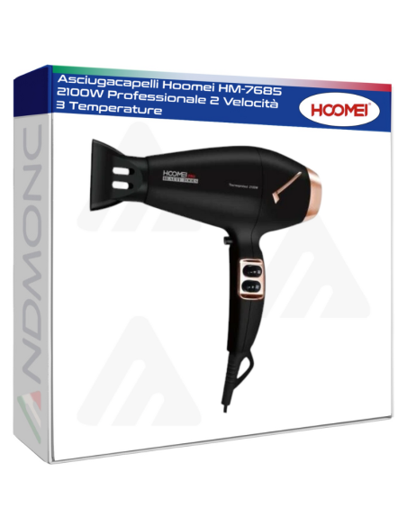 Asciugacapelli Hoomei HM-7685 2100W Professionale 2 Velocità 3 Temperature