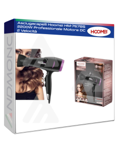 Asciugacapelli Hoomei HM-7678S 2200W Professionale Motore...