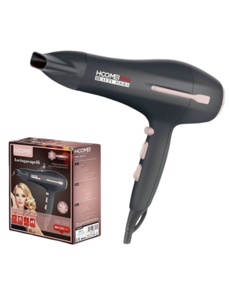 Asciugacapelli Hoomei HM-7670 2200W 2 Velocità 3 Temperature Aria Fredda
