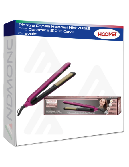 Piastra Capelli Hoomei HM-7815S PTC Ceramica 210°C Cavo Girevole