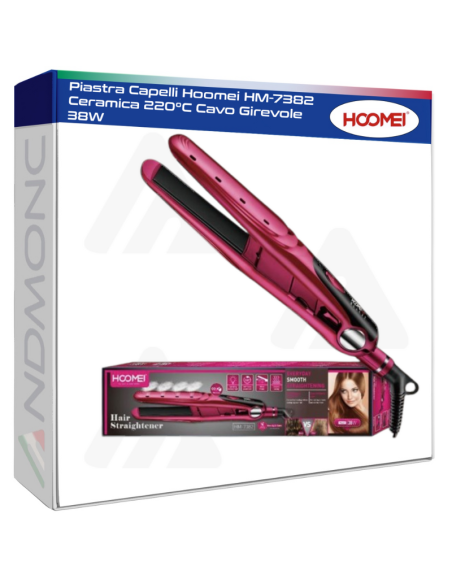 Piastra Capelli Hoomei HM-7382 Ceramica 220°C Cavo Girevole 38W