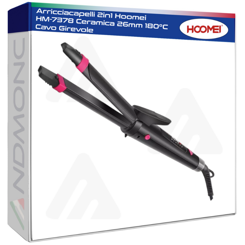 Arricciacapelli 2in1 Hoomei HM-7378 Ceramica 26mm 180°C Cavo Girevole