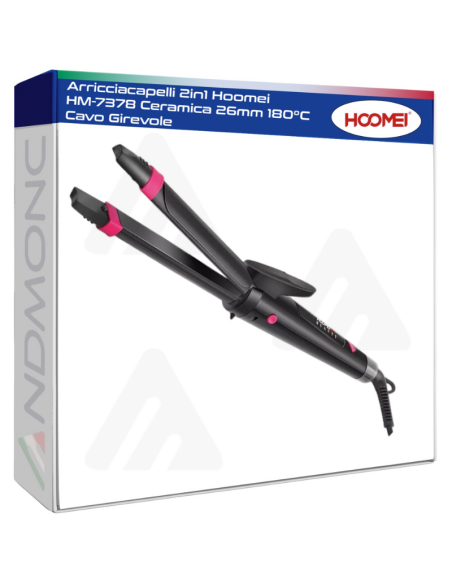 Arricciacapelli 2in1 Hoomei HM-7378 Ceramica 26mm 180°C Cavo Girevole