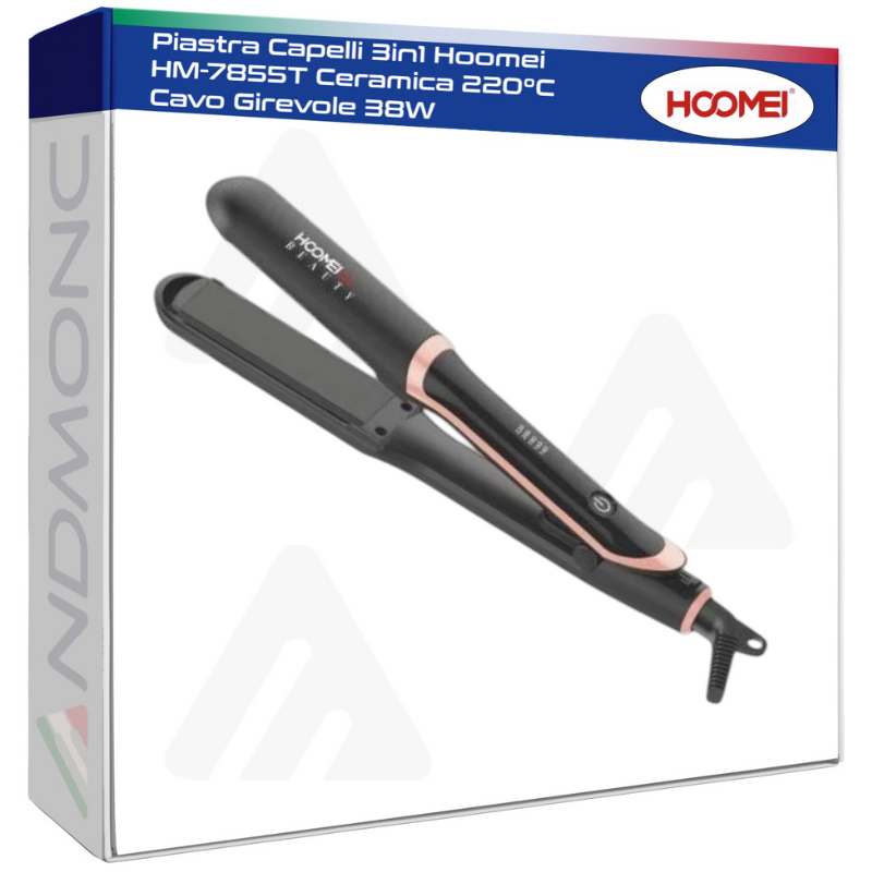 Piastra Capelli 3in1 Hoomei HM-7855T Ceramica 220°C Cavo Girevole 38W