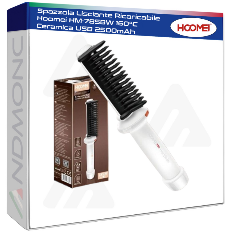 Spazzola Lisciante Ricaricabile Hoomei HM-7858W 160°C Ceramica USB 2500mAh