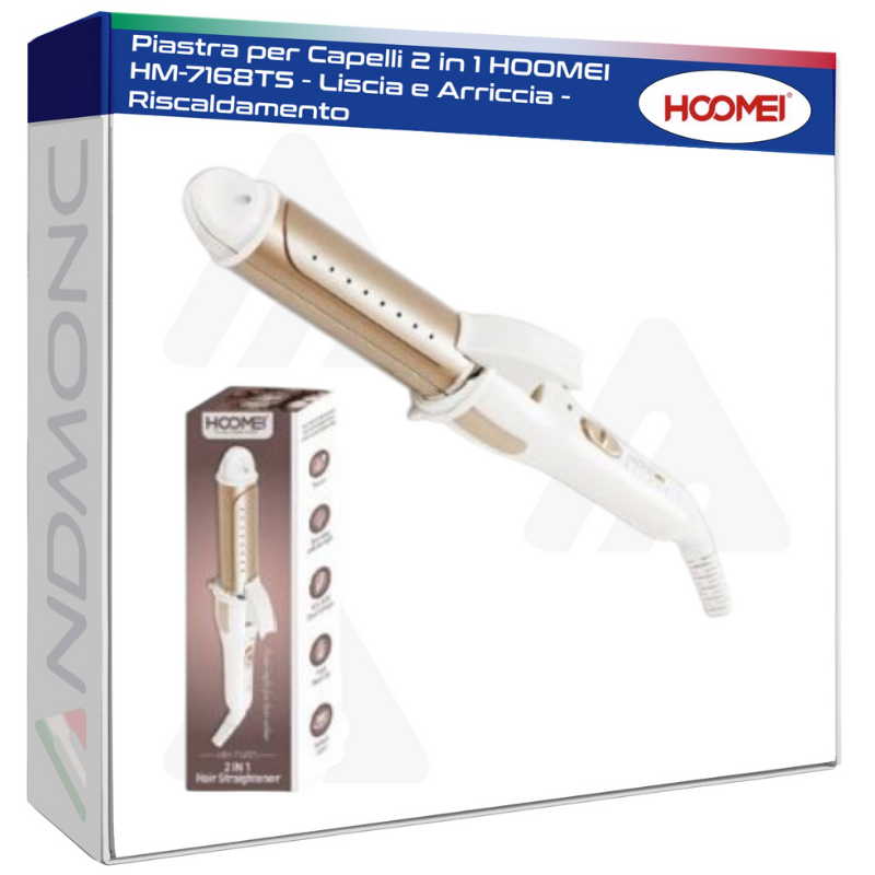 Piastra per Capelli 2 in 1 HOOMEI HM-7168TS - Liscia e Arriccia - Riscaldamento