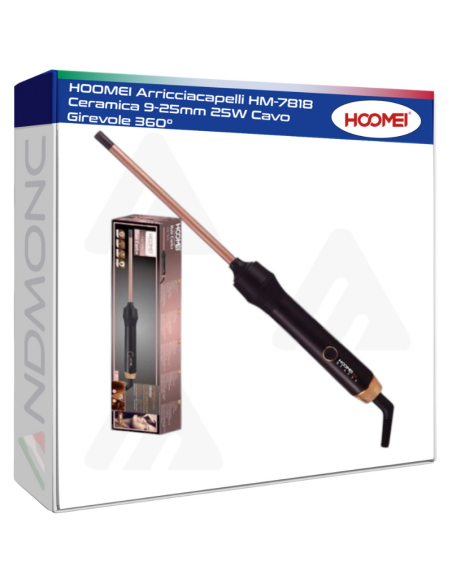 HOOMEI Arricciacapelli HM-7818 Ceramica 9-25mm 25W Cavo Girevole 360°