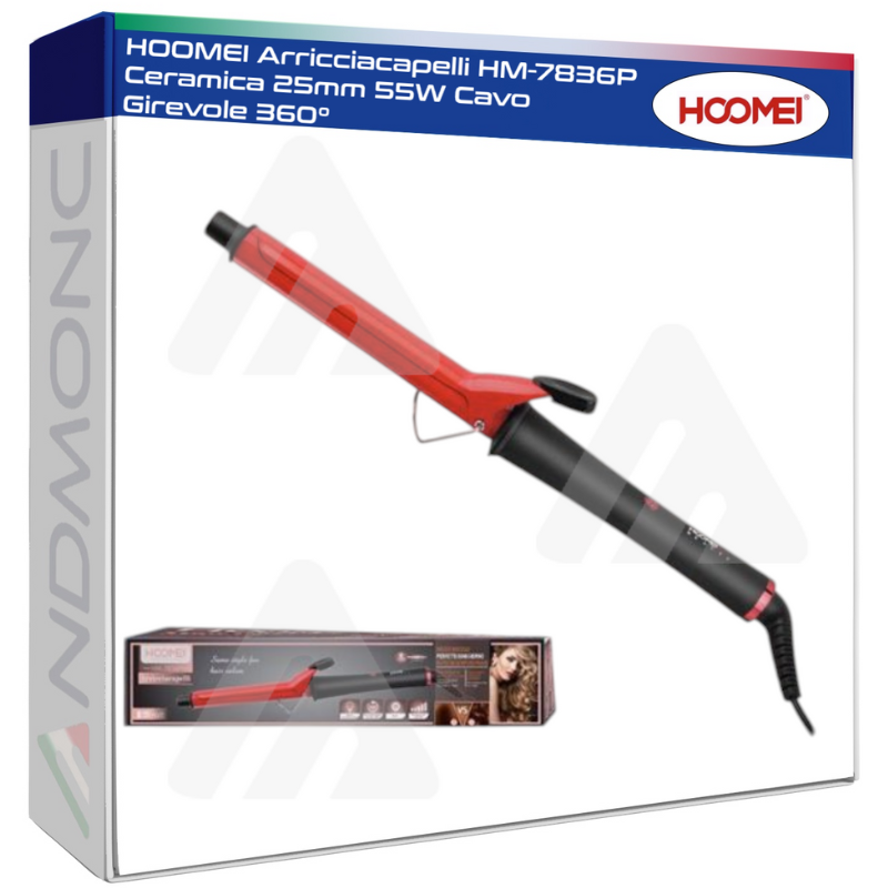 HOOMEI Arricciacapelli HM-7836P Ceramica 25mm 55W Cavo Girevole 360°