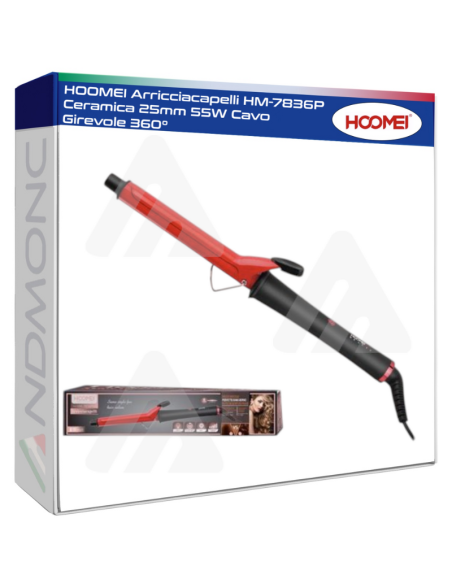 HOOMEI Arricciacapelli HM-7836P Ceramica 25mm 55W Cavo Girevole 360°