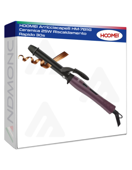 HOOMEI Arricciacapelli HM-7811G Ceramica 25W Riscaldamento Rapido 30s